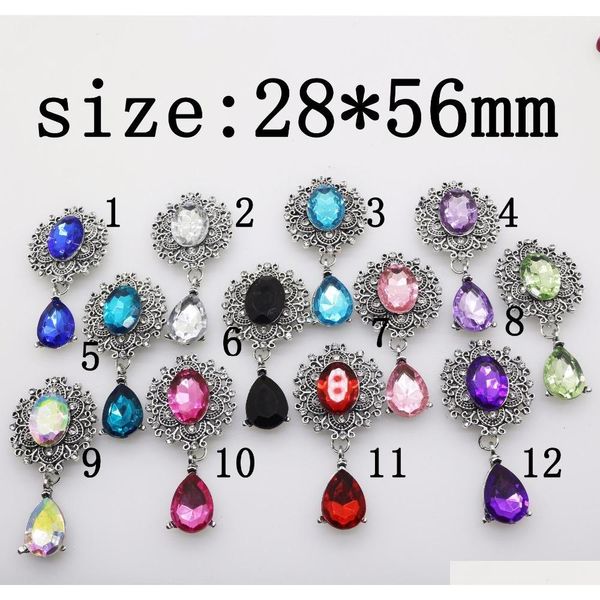 

new 10pcs/lot 28*56mm water drop pendant diy jewelry accessories rhinestone acrylic handwork flatback jllzgz carshop2006, Bronze;silver