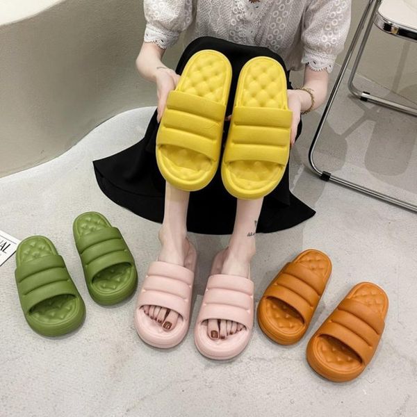 

womans slides summer home soft thick bottom bathroom shoes solid non-slip female sandals casual interior women bath slippers, Black