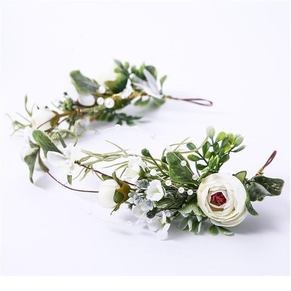 

wholesale women wedding headwear hair accessories girl flower wreath crown festival headband headdress adjustable floral qylvnm