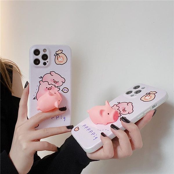 

cell phone pouches ins cartoon pinch squeeze pig case for 12 11 pro max xr xs 7 8 plus se2 tpu proof back cover