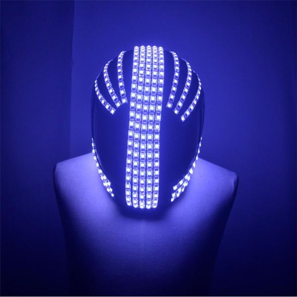 

party decoration ks26 dance stage dj led costumes mc wears helmet luminous glowing headpiece bar perform clothe disco rave robot suit