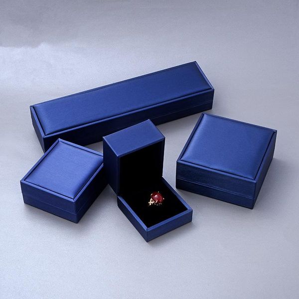 

gift wrap 2021 blue leatherette paper ring pendant bangle bracelet chain necklace display storage box jewelry carrying velvet showbox