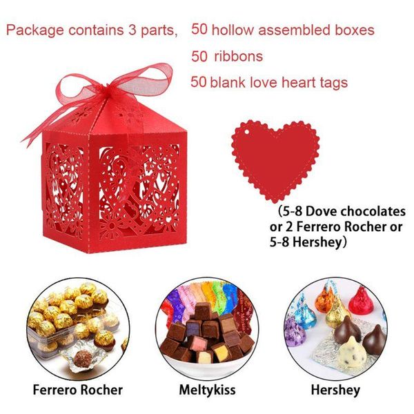 

gift wrap 50 pcs party favor box with ribbon and blank lovetag wedding decoration drop