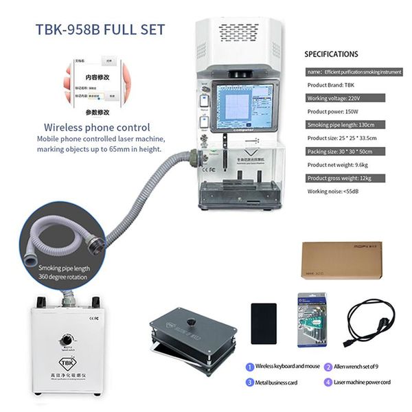 

professional hand tool sets tbk-958b full set laser back glass removal machine bezel frame separator with fume extractor positioning mold pr
