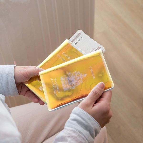 

card holders 1pcs fashion women men passport cover pvc simple travel id holder packet wallet purse bags pouch, Brown;gray