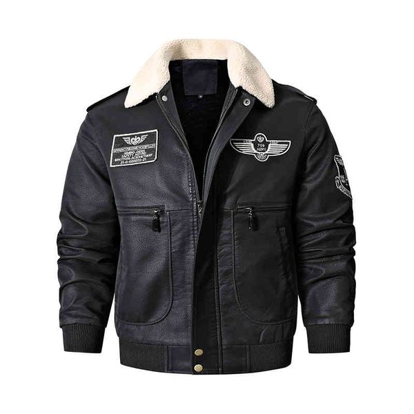 

men's synthetic fur bomber old-fashioned brown military flight large pig et, winter, Black