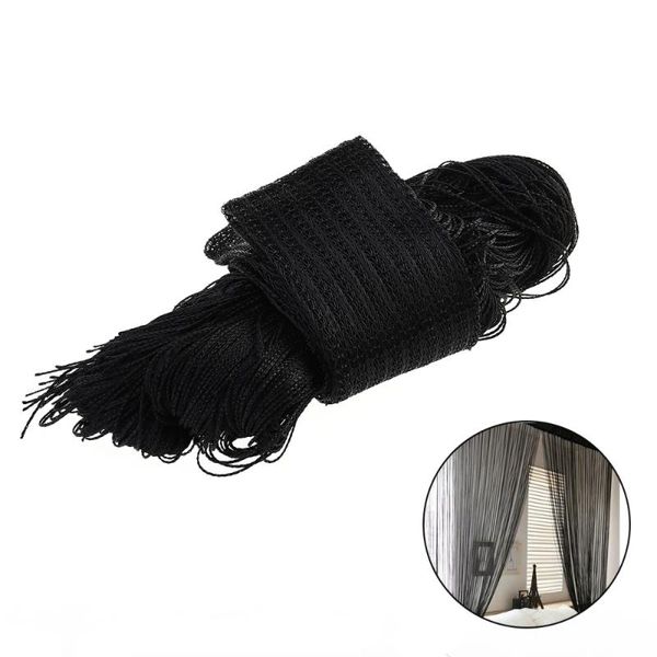 

curtain & drapes rod type window door room divider line string thread tassel valance for doorway party decoration (black)