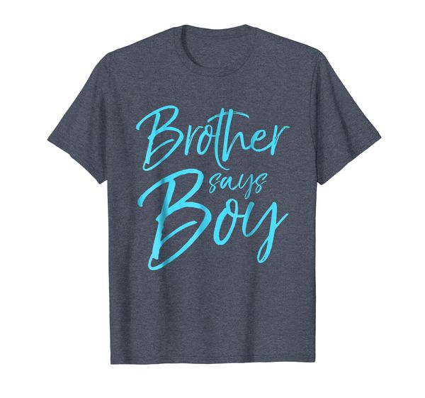 

brother says boy shirt cute blue gender reveal announcement, White;black