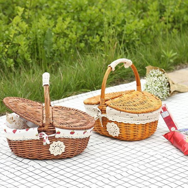 

storage baskets woven picnic plant rattan willow wicker camping basket for fruit gifts toy container kitchen organizerr