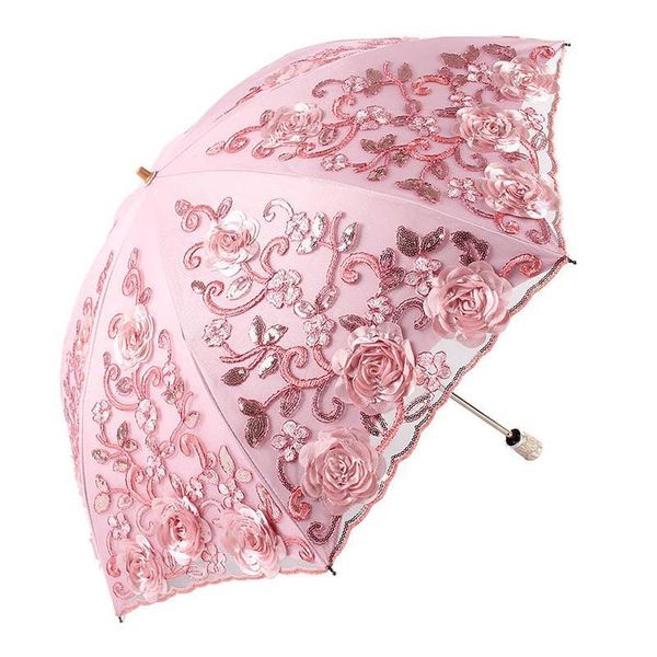 

lace flower umbrella uv protection wedding double layer rain parasol lace sun umbrella women dual jllbjl