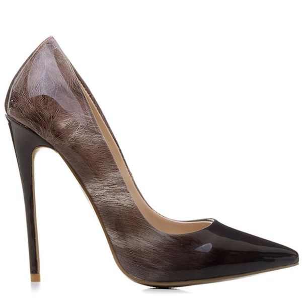 

dress shoes thin heel pointed pattern women's 12cm high-heeled color single, Black