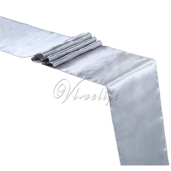 

wholesale- new silver satin table runner 12" x 108'' wedding party banquet home l table decora jllifm warmslove