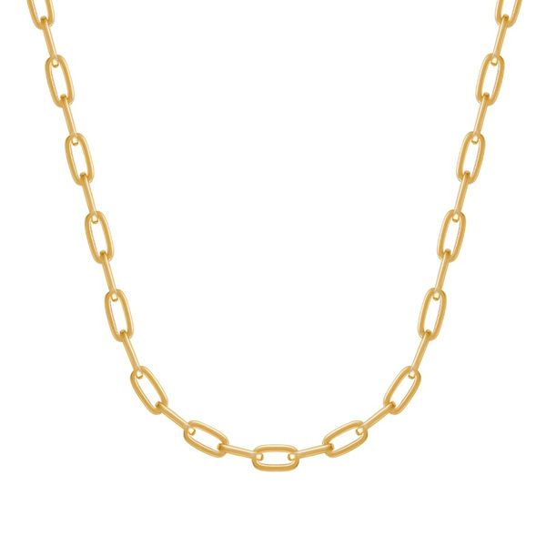 

14k gold plated flat chain necklace choker necklaces 5mm thick paperclip links jewelry for women girls 16'8644248, Silver