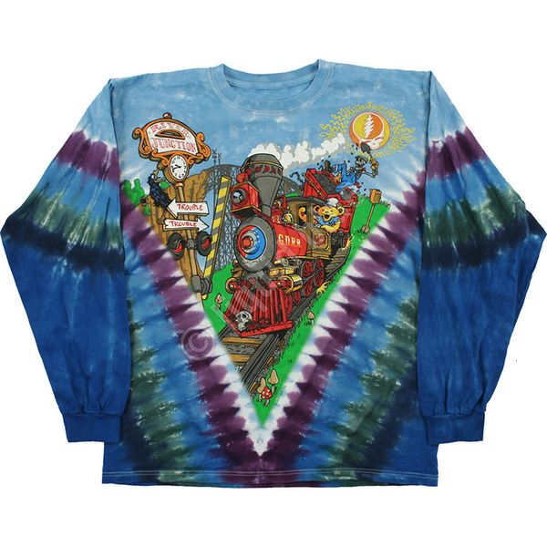 

men's t-shirts tie dyed travis scott cactus jack long sleeve t-shirts men women quality bear train printing tees clothing qdif, White;black
