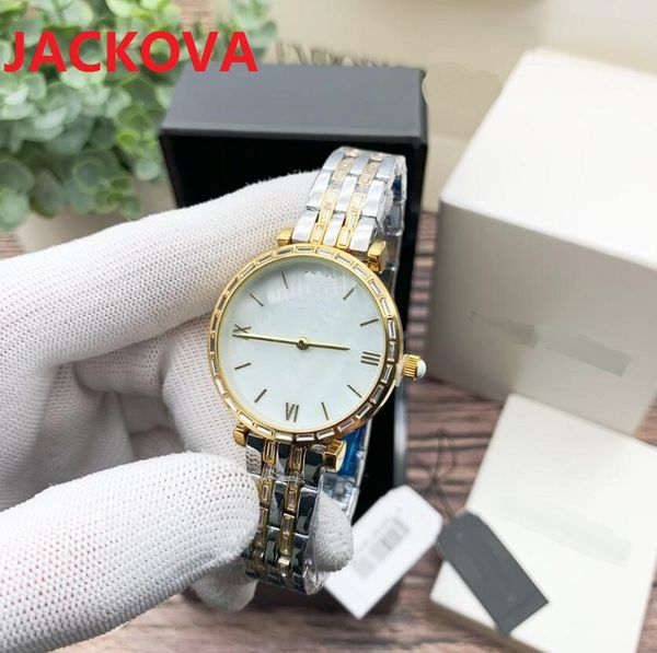 le donne guardano il movimento al quarzo lungo President Diamonds Bezel Shell face Womens abito ghiacciato di alta qualità cinturino in acciaio pieno di strass Super Luminous Lady Watches