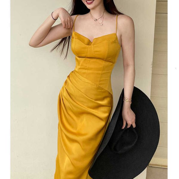 

luxury party evening dress 2021 muse cht large fine yellow waist close up bra backls suspender skirt long 's summer, White;pink