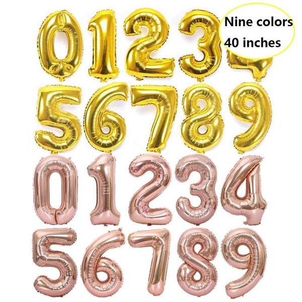 

40 inch big aluminum foil birthday balloon helium number 0-9 balloon happy birthday party decoration children toy figure wedding air ball