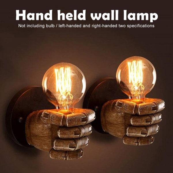 

wall lamps handheld lamp holder vintage fist hand held vanity e27 light rack loft retro living room bedroom stairs decor