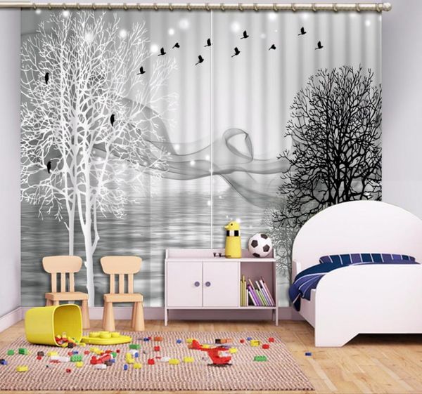

curtain & drapes 3d gray background black and white tree smoke window living room bathroom shower blackout