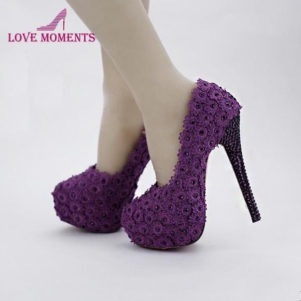 

dress shoes 2021 purple flower rhinestone bridal high heels stiletto performance party pumps wedding prom women, Black
