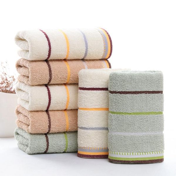 

towel t069a cotton soft strongly absorbent bathroom home towels thick green ivory light brown stripe face