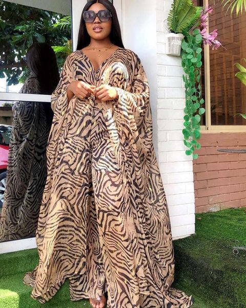 

ethnic clothing women's fashion classic design african clothes dashiki print leopard chiffon fabric long dress + trousers two piece set, Red