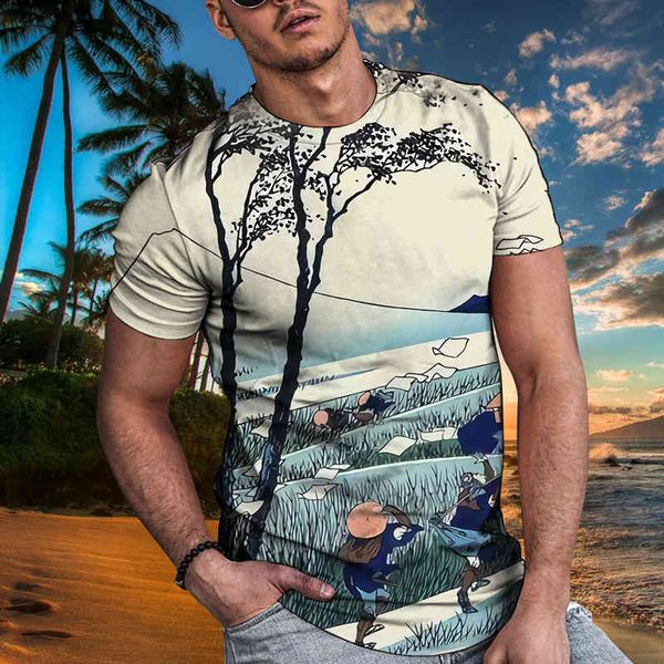 

tees,polos plus-size fashion man summer t-shirt 3d digital printing beautiful scenery leisure men's sports short sleeve top