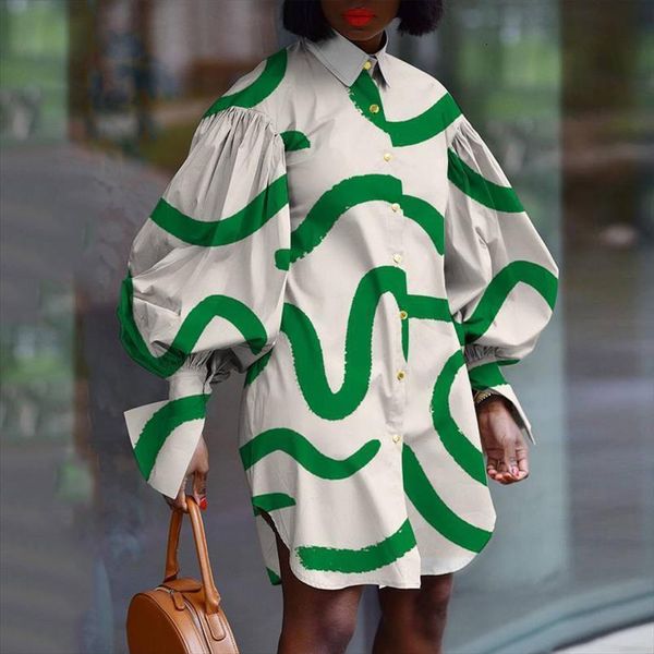 

fashion shirt lantern sleeve curve womens dresses print casual loose long plus size 4xl 5xl african ladies clothing, Black;gray