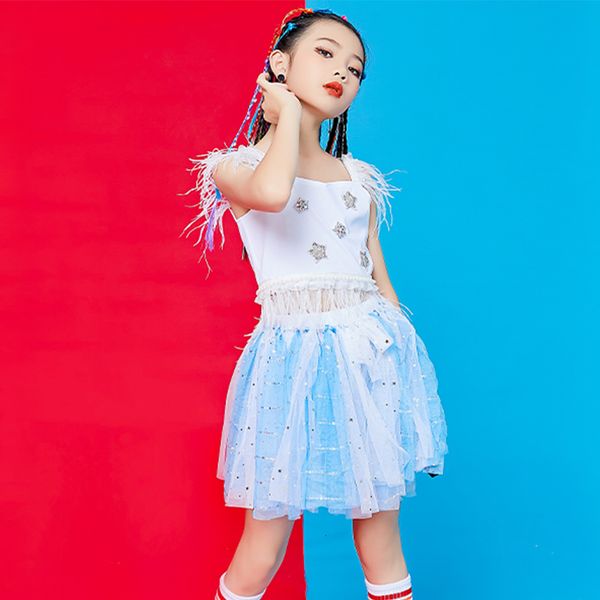 

2021 new girls jazz dance costume stage performance clothing tassel tutu skirts children hip hop street dancing stage wear, Black;red