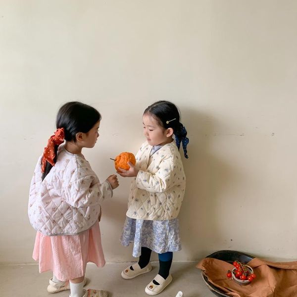 

down coat milancel 2021 winter girls clothes floral parkas thicken outerwear korean style kids, Blue;gray