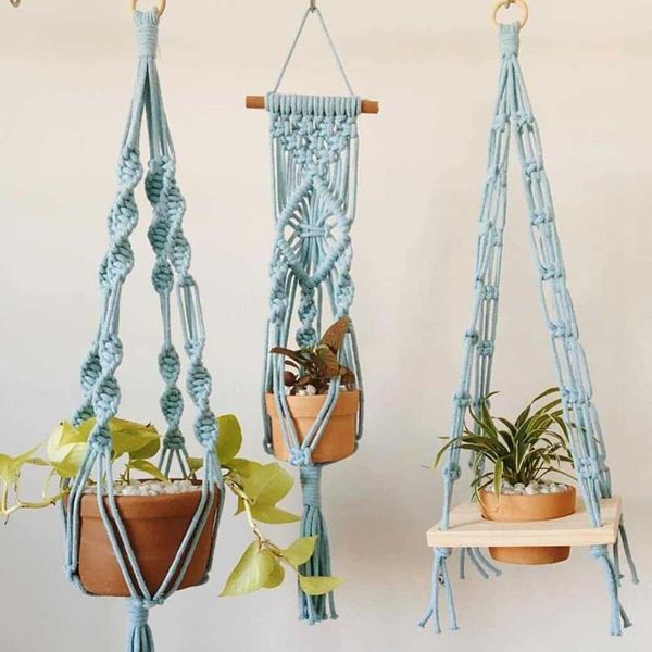

decorative objects & figurines hand-woven cotton rope plant hangers flower pot hanging basket holder for balcony garden decoration