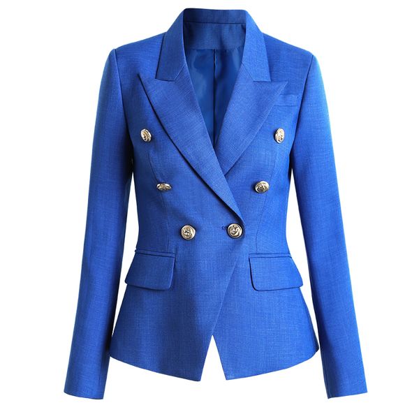 

european luxurious slim formal wear suit jacket metal lion buttons long sleeve ladies blazer, White;black