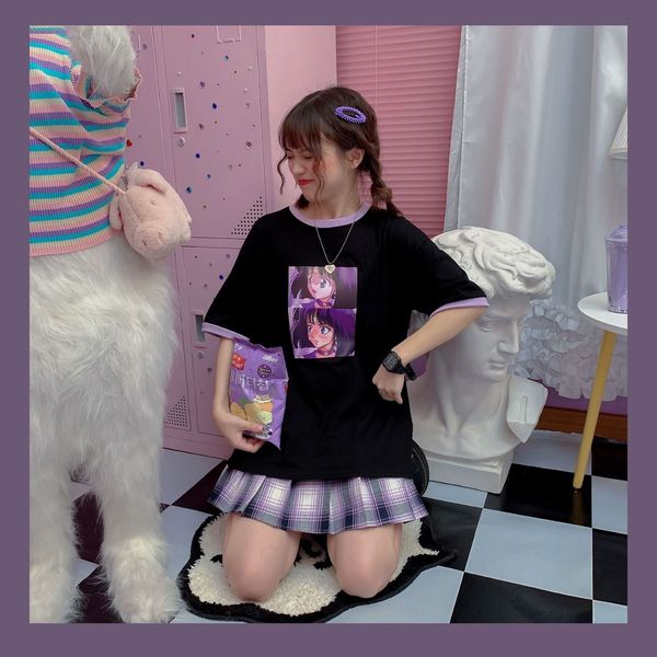 

2021 new harajuku kawaii short-sleeve of summer 's women from cartoons t-shirts young school shirt t-shirt clothes 7vpm, White