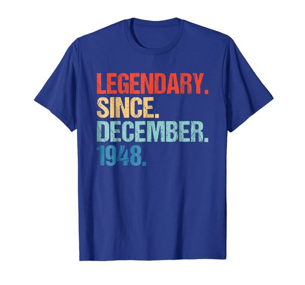 

vintage 70th birthday legendary since december 1948 yrs tee, White;black