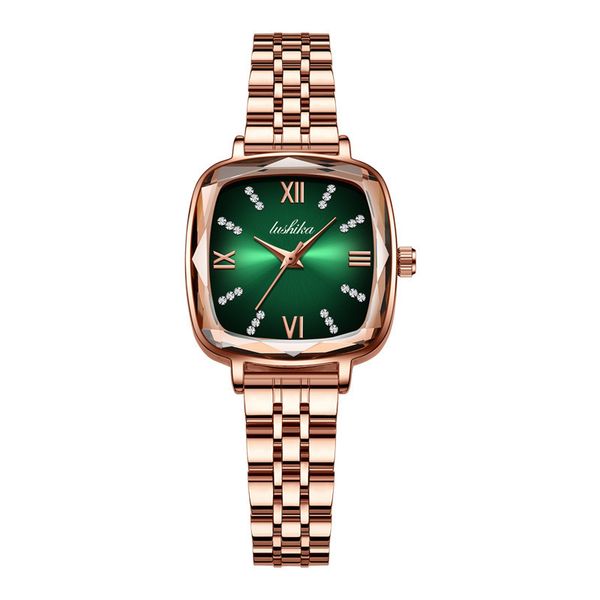 

temperament female watch small square fashion student watch female senior sense small green watch, Slivery;brown