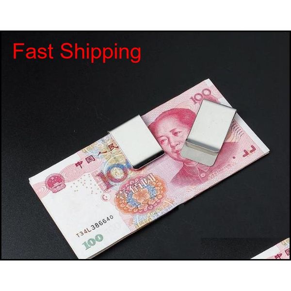 

slim money wallet clip clamp card stainless steel holder cr jlldyb home003, Silver