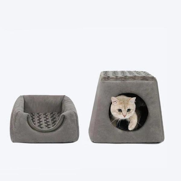 

cat beds & furniture dual-purpose suede nest mat foldable portable space box soft pet dog puppy housetent warm kennel semi-enclosed sleeping