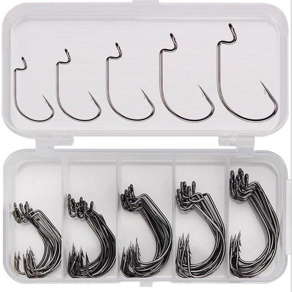 

fishing accessories crank hook set black nickel 2#-3/0# texas group gear