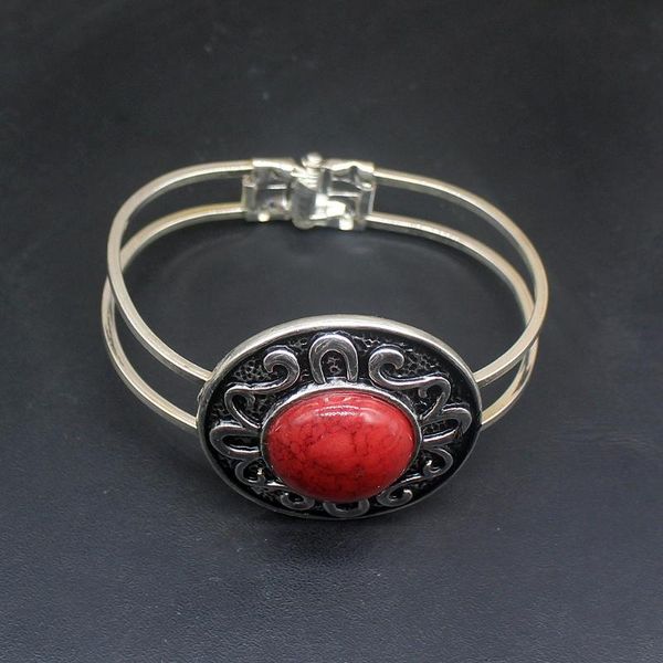 

bangle hermosa jewelry unique natural red turquoise silver color fashion arrival open cuff for women 7 inch 20214599, Black