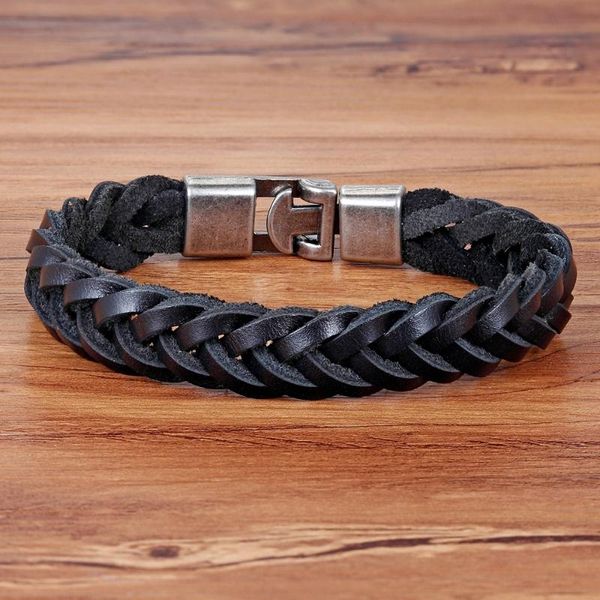 

charm bracelets tyo classic ethnic simple design twining leather bracelet braided rope chain alloy buckle for male jewelry vintage gifts, Golden;silver