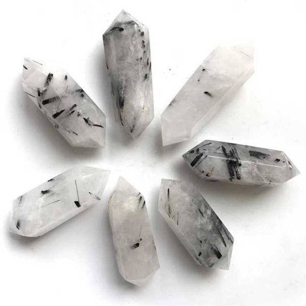 

natural quartz tower black tourmaline crystals double point healing stones for decoration