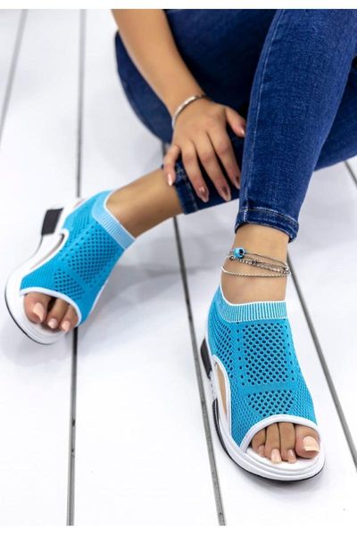 

sandals women's blue steel mesh detail knitwear, Black