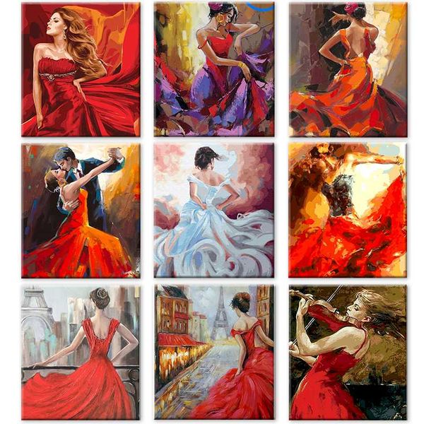 

paintings ruopoty woman painting by numbers dance draw number on canvas portrait home decor arcylic oil hand paint kit