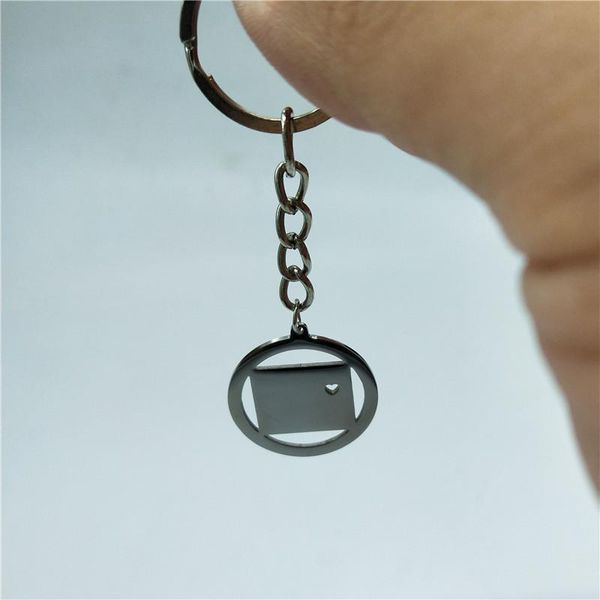 

fashion personality usa state map pendant keychain colorado stainless steel keychain men and women jewelry, Silver