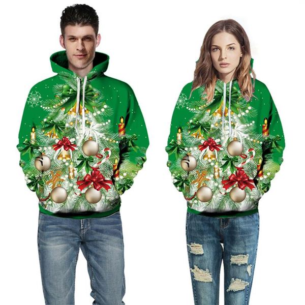 

women's hoodies & sweatshirts christmas elements print casual long sleeve hooded couple pullover sweatshirt sports baseball outerwear, Black