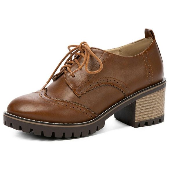 

dress shoes 2021 square heel casual women pumps superfine fiber spring autumn lace up round toe ladies big size 34-43, Black