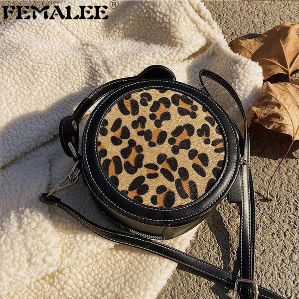 

shoulder bags luxury leopard cow zebra round handbags women's bag fashion faux contrast color 2021 pu leather crossbody purse sac