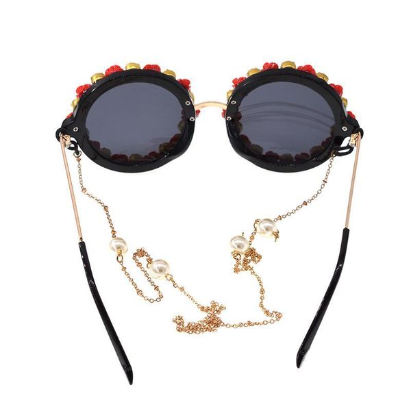 

red&white women oversize sunglasses tassel gold design sunglasses color beautifully flowers framed fashion designer brand xacph, White;black