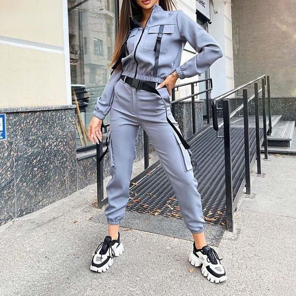 

women's two piece pants women casual long sleeves half open collar lock catch pocket three pieces suit sets, White