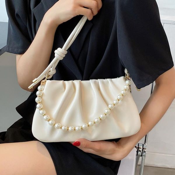 

evening bags ladies summer shoulder bag 2021 female fashion messenger net celebrity wild underarm pearl chain